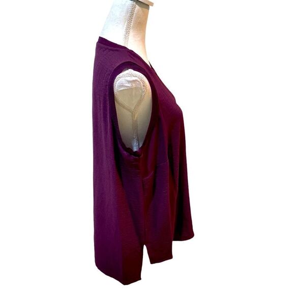 Calvin Klein sleeveless textured tank top in deep purple ribbed neckline size ox - Picture 7 of 12